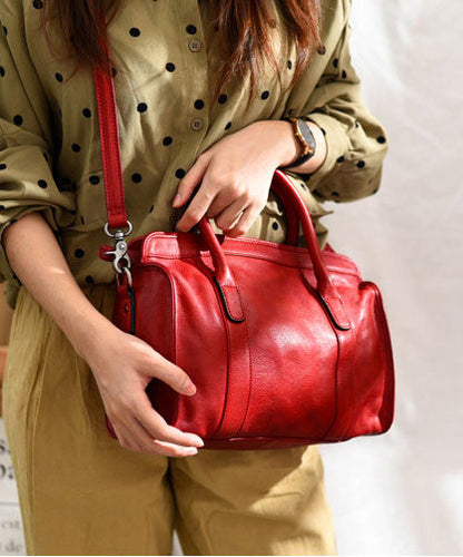 Classy Leather Handbag Red Capacity Large Tote