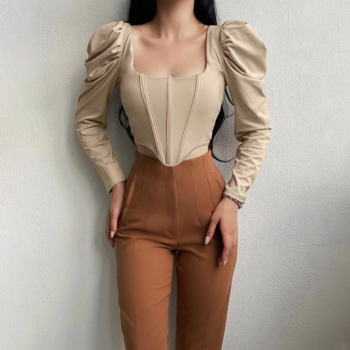 Coffee Elegant Corset Top