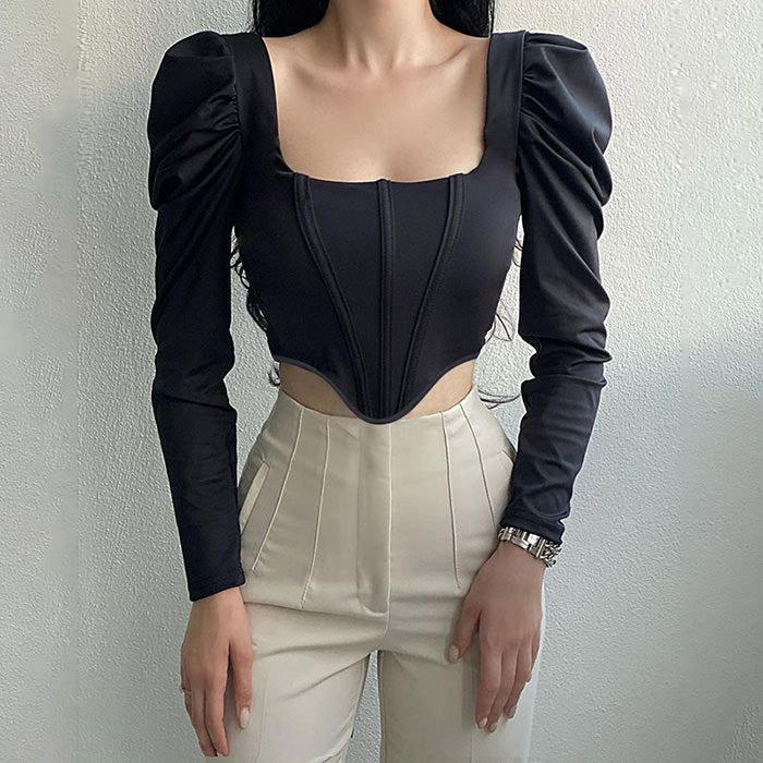 Coffee Elegant Corset Top