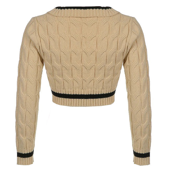 Brauner kurzer Strickpullover