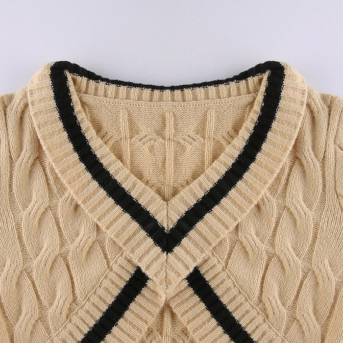 Brauner kurzer Strickpullover