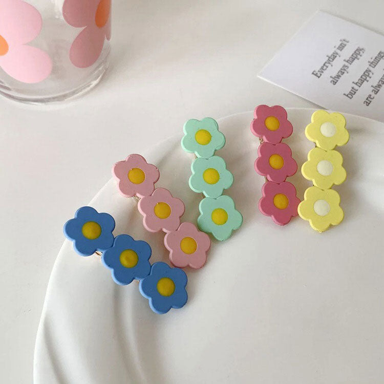 Pastel Flower Hair Clips Set