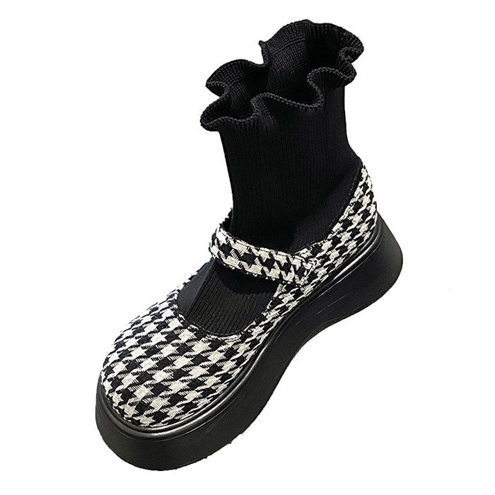 Elegant Check Sock Sandals