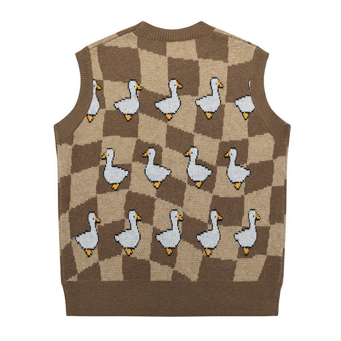 Gilet tricoté en canard marron