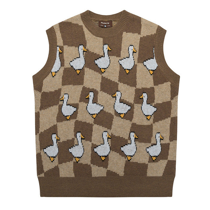 Gilet tricoté en canard marron