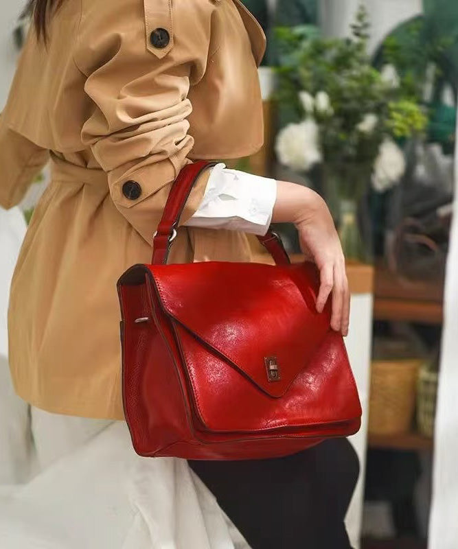 Handbag Elegant Tote Leather Solid Orange Durable