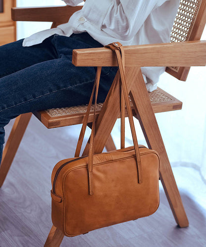 Bags Durable Square Leather Elegant Orange Shoulder