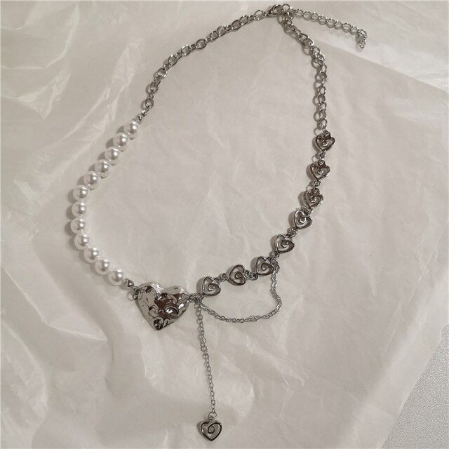 Collier chaîne en perles en forme de cœur SP19538