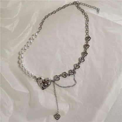 Heart Pearl Chain Necklace SP19538