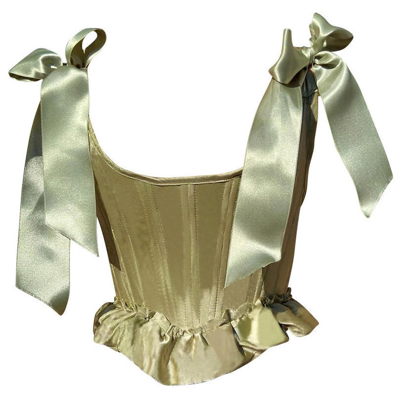 Elegant Bow Satin Corset Top