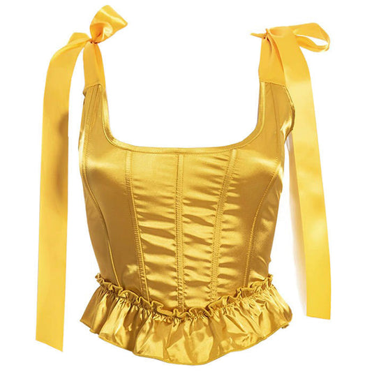 Elegant Bow Satin Corset Top