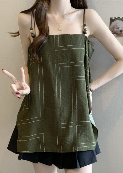 Fashion Black Cotton Spaghetti Strap Top Summer