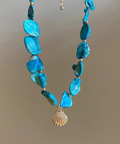 Necklace Shell Starfish Fashion Blue Overgild Sterling Silver Pendant
