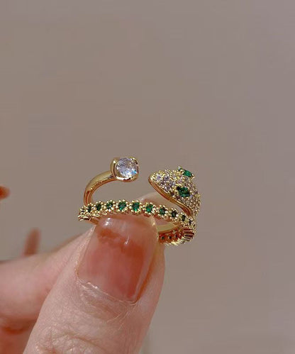 Open Silver Sterling Gold Zircon Overgild Gem Fashion Two-Piece Stone Rings Set