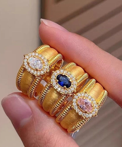 Rings Open Overgild Zircon Gold Silver Fashion Sterling