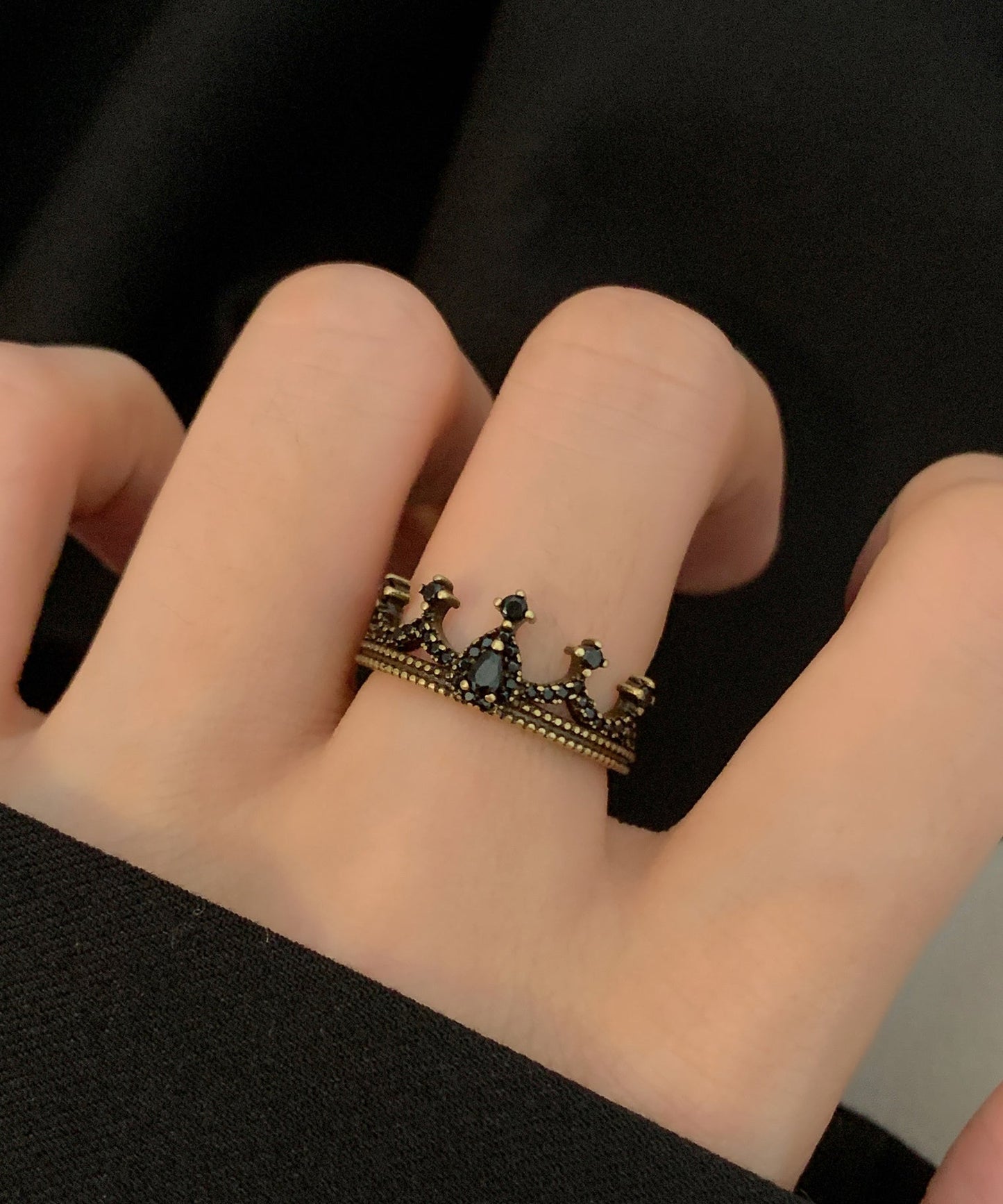 Rings Crown Hollow Piece Gold Two Set Ancient Out Fine Metal Butterfly