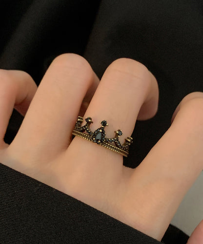 Rings Crown Hollow Piece Gold Two Set Ancient Out Fine Metal Butterfly