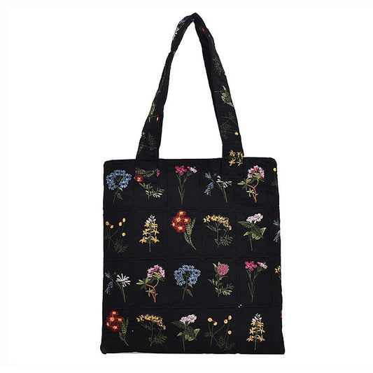 Sac fourre-tout brodé à fleurs