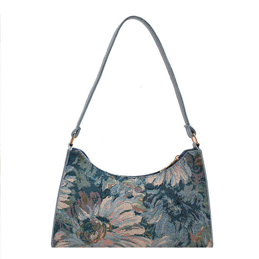 Flower Painting Baguette Bag