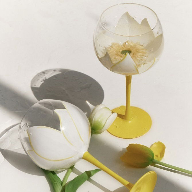 Verre de fleur de tulipe de beauté