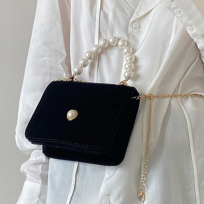 Black Luxury Pearl Chain Bag