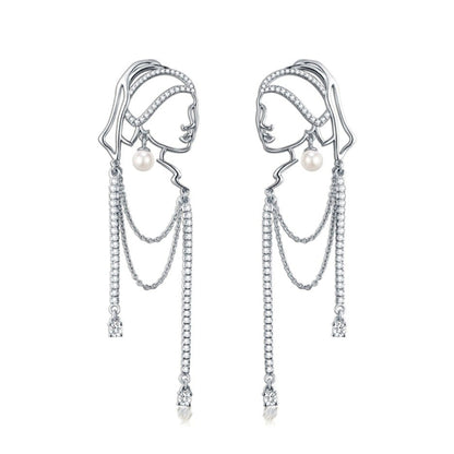 Pearl Girl Outline Earrings