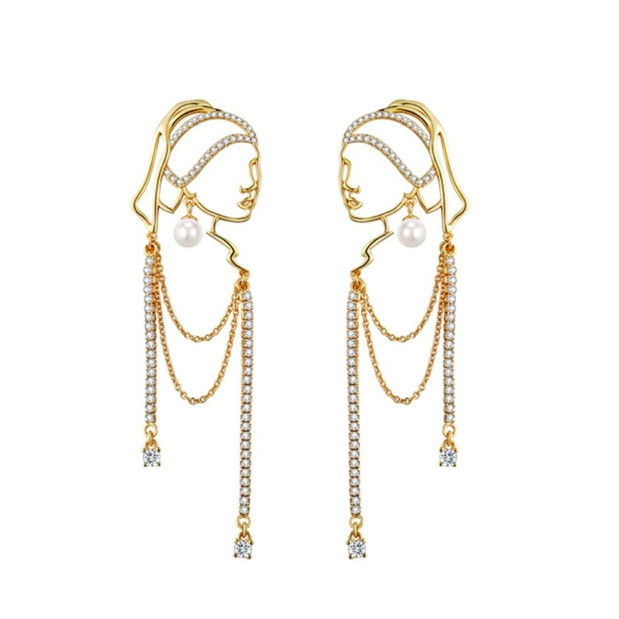 Pearl Girl Outline Earrings