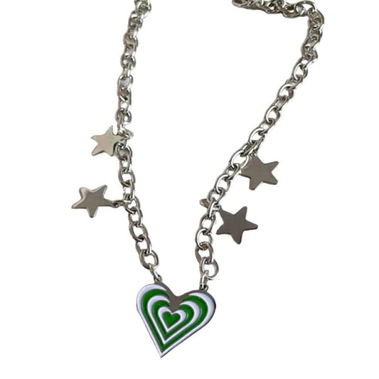 Collier étoile coeur vert