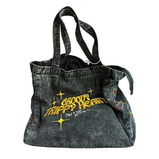 Y2K Herz Denim Schultertasche