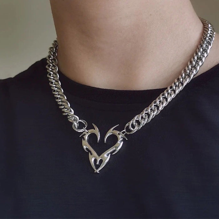 Collier chaîne coeur Y2K