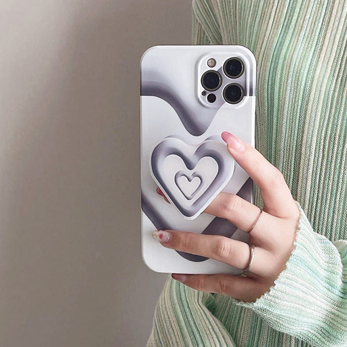 Black with White Heart iPhone Case