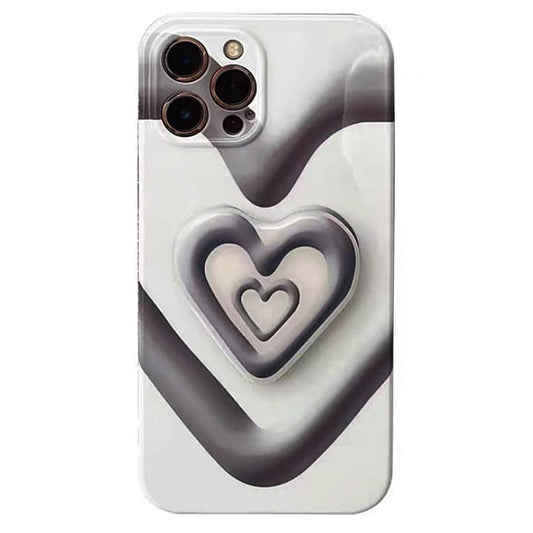 Coque iPhone noire avec cœur blanc