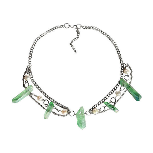 Collier à plusieurs couches en cristal vert