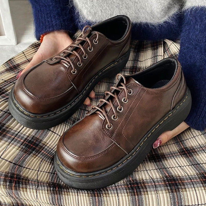 Vintage Leather Platform Boots