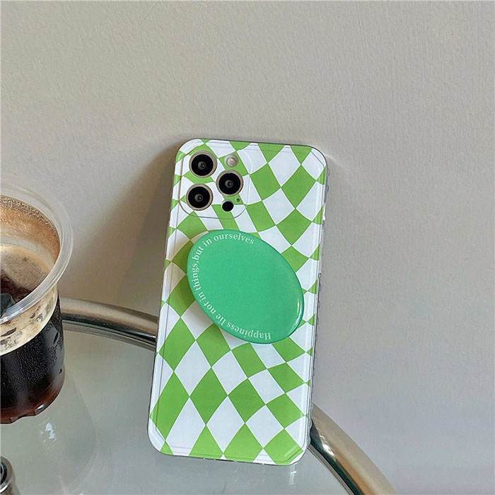 Coque iPhone à damier vert