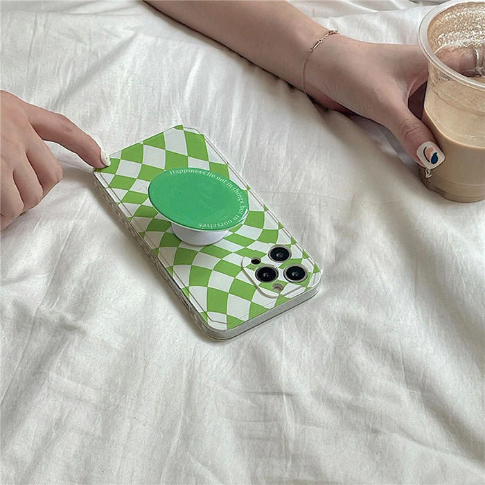 Coque iPhone à damier vert