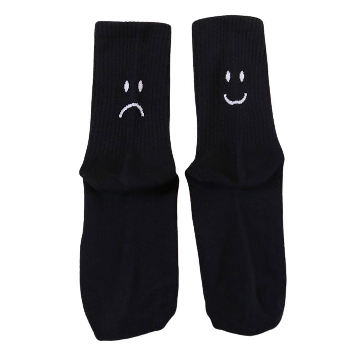 Happy and Sad Face Print Socks