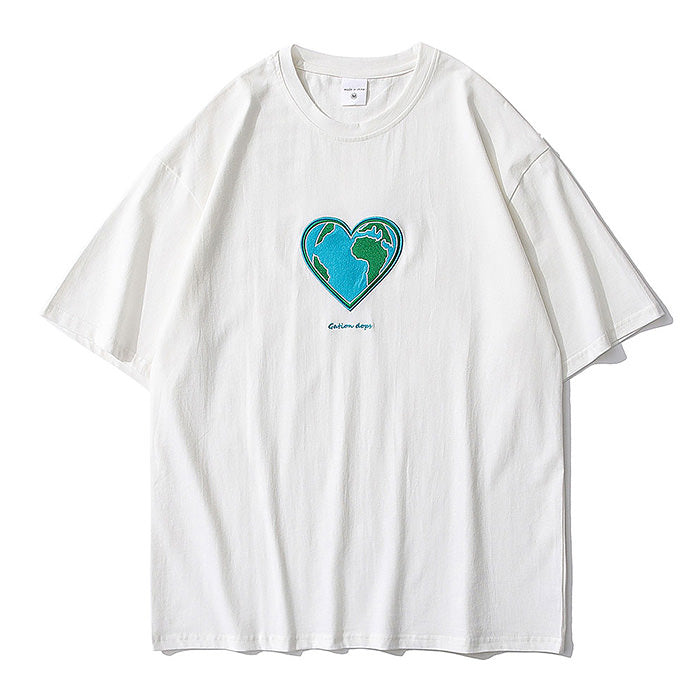 T-shirt brodé Heart Earth