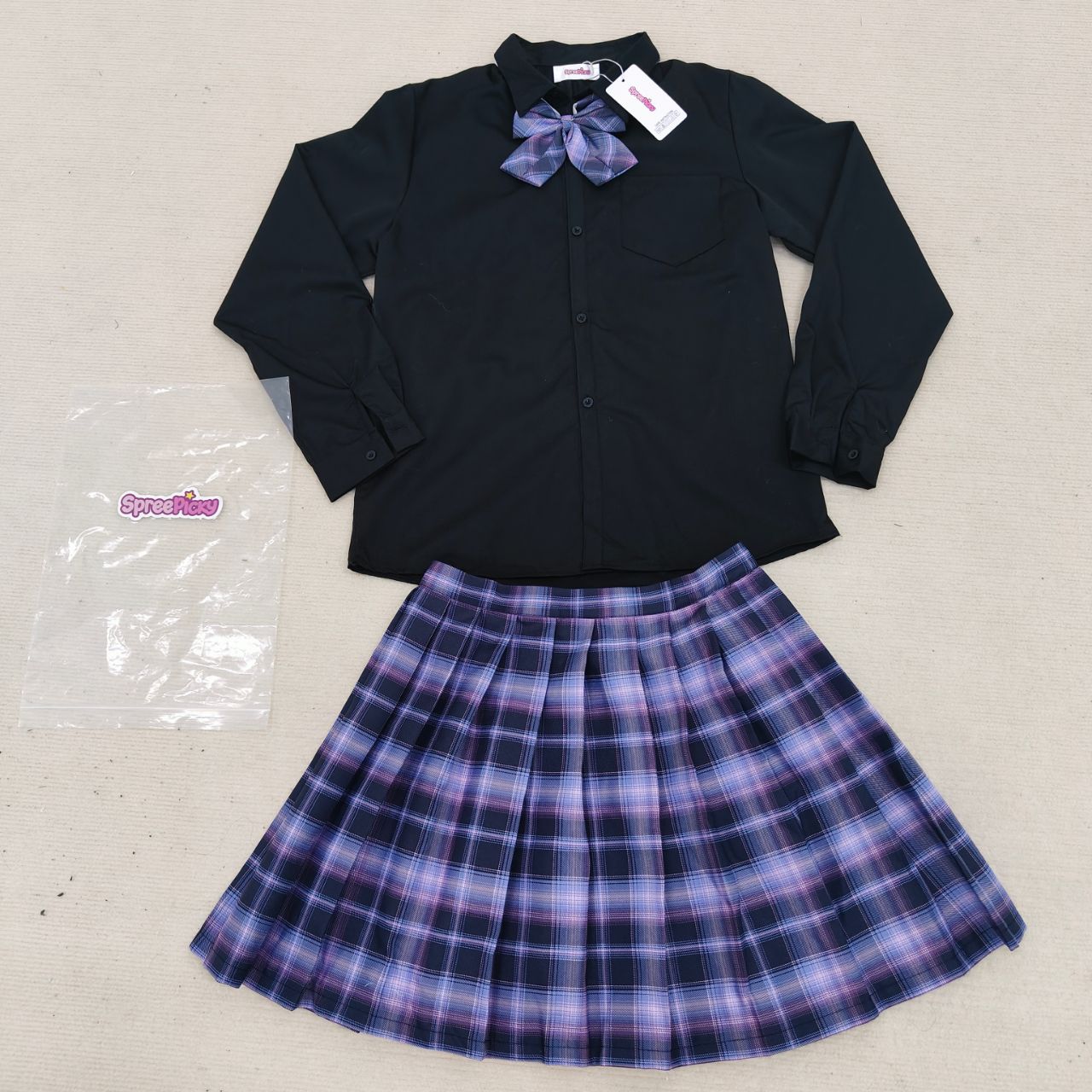 SpreePicky Plaid Pleated Skirts JK School Uniform Set SP15386