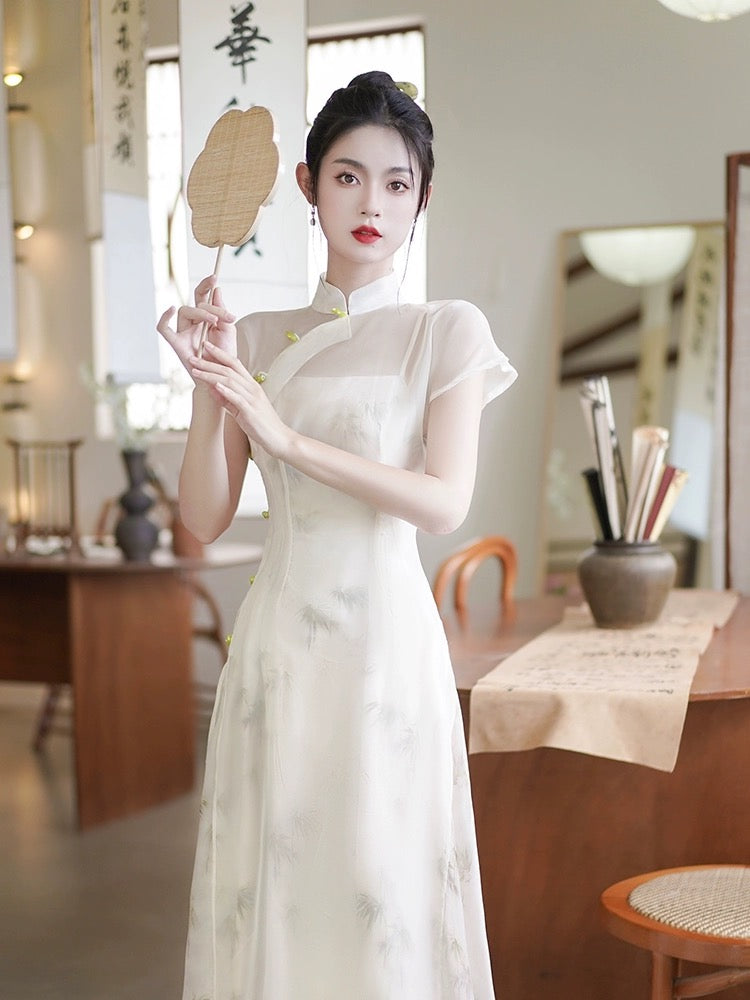 Feenweißes Cheongsam-Kleid