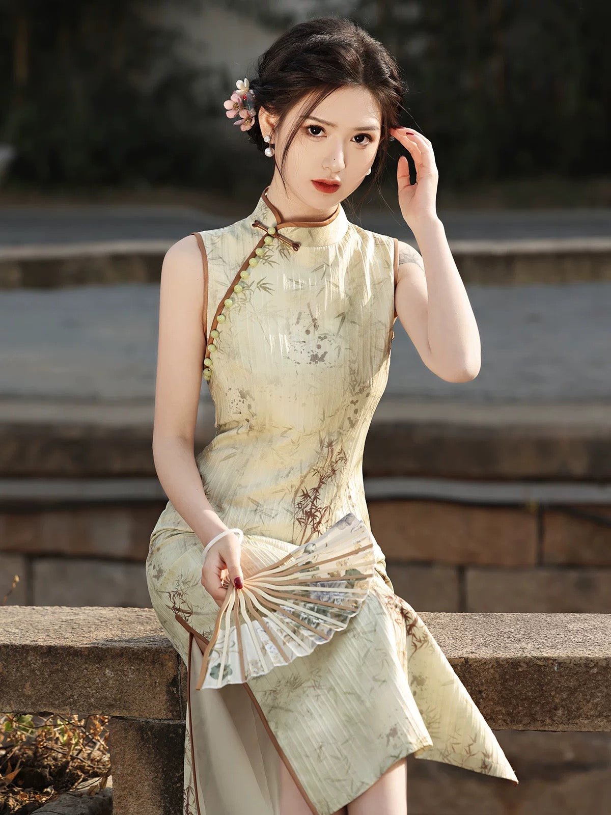 Bamboo Forest Cheongsam Dress