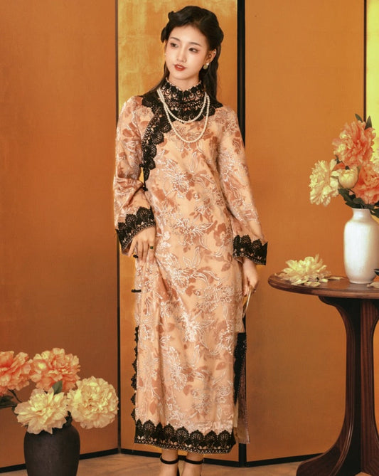 Robe cheongsam fleurie vintage