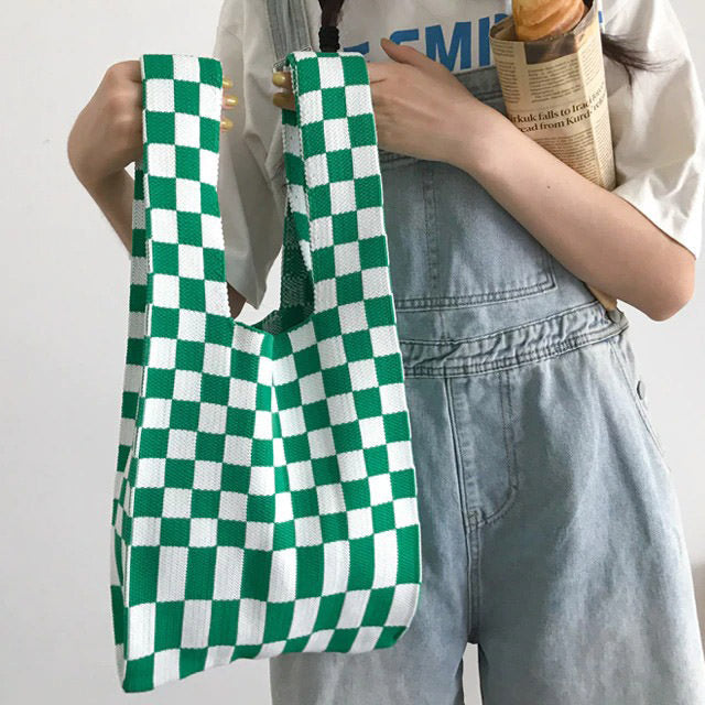 Mini sac fourre-tout à carreaux doux