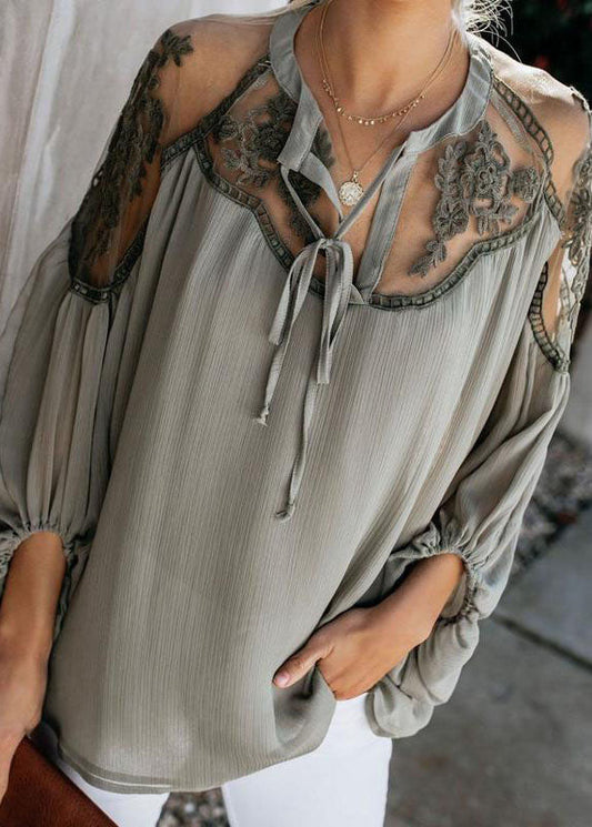 Army Tulle Chiffon Green Patchwork Top Italian Fall