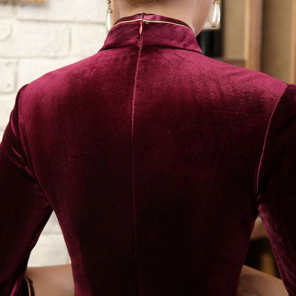 3/4-Sleeve Slit-Side Cheongsam