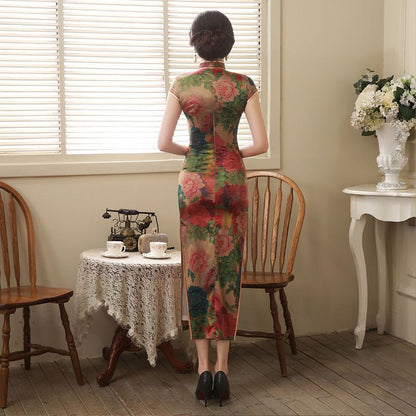 Cap Sleeve Printed Cheongsam