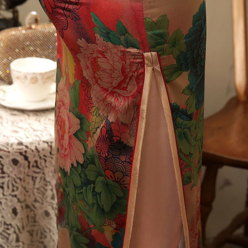 Cap Sleeve Printed Cheongsam