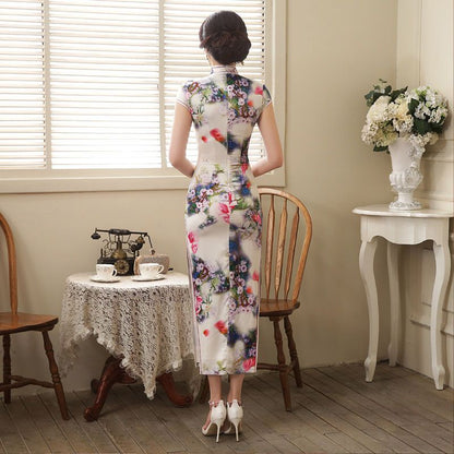 Short-Sleeve Printed Cheongsam