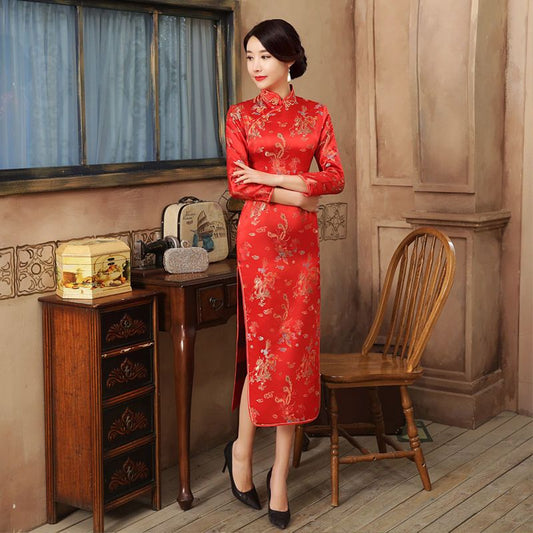 3/4-Sleeve Embroidery Cheongsam