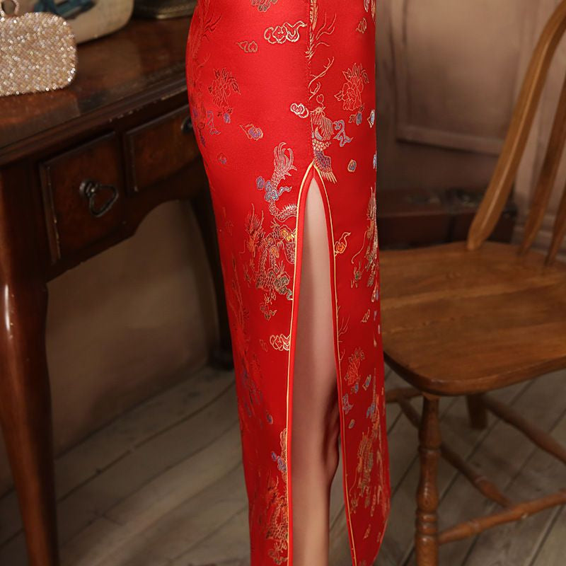 3/4-Sleeve Embroidery Cheongsam